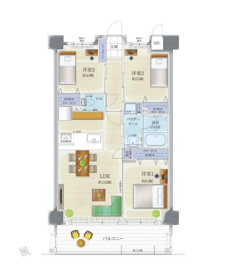 Ctypeの家具レイアウト間取り図